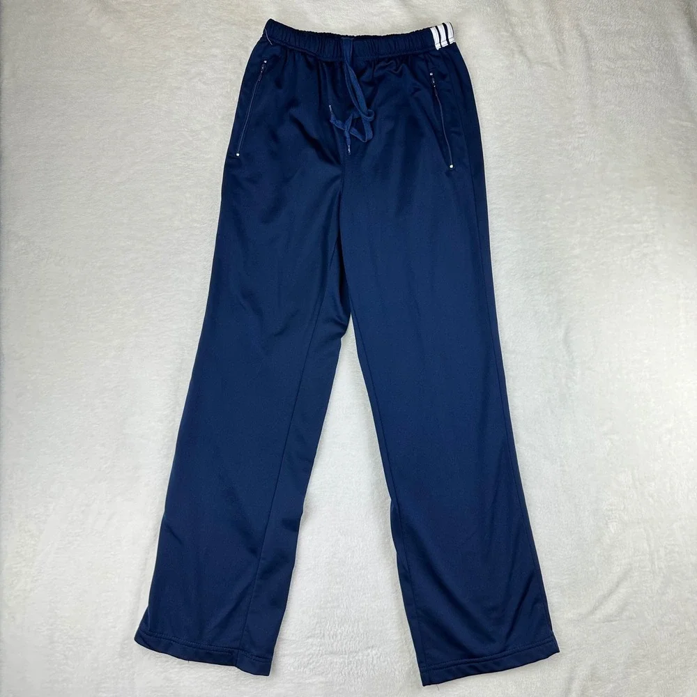 Y2K VTG Adidas Track Pants Mens Navy Blue 3 Stripe Regular S Navy 03'